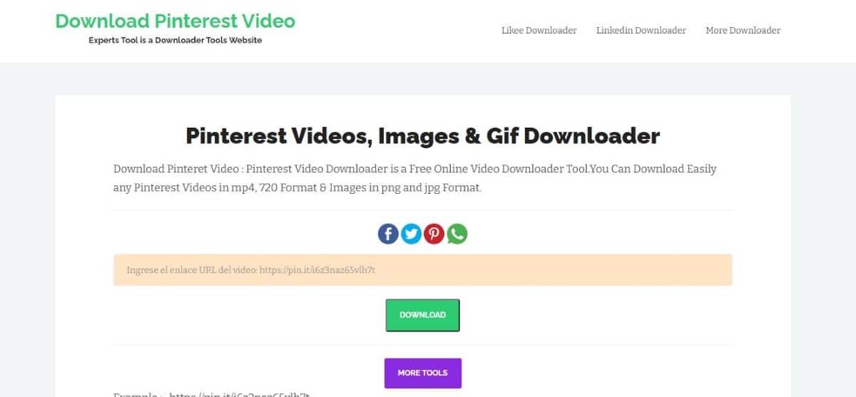 Descargador de videos, imágenes y gifs de Pinterest