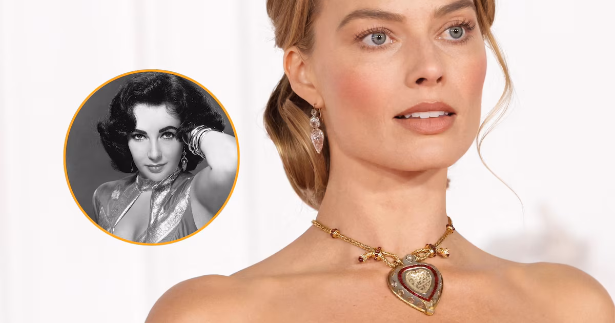 La historia detrás del legendario collar Taj Mahal de Elizabeth Taylor que lució Margot Robbie en la alfombra roja