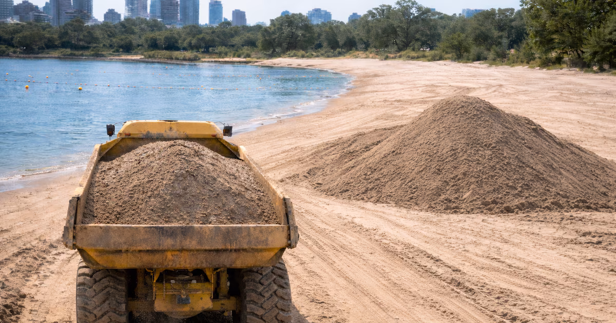 La logística detrás de las playas artificiales: cómo se construye un verano desde cero