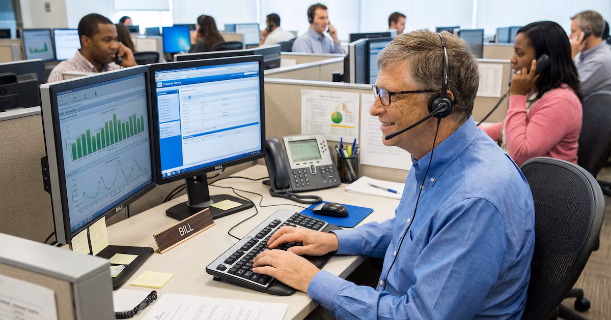 Bill Gates dejó algunas lecciones un día mientras trabajaba en servicio al cliente con su hija.
