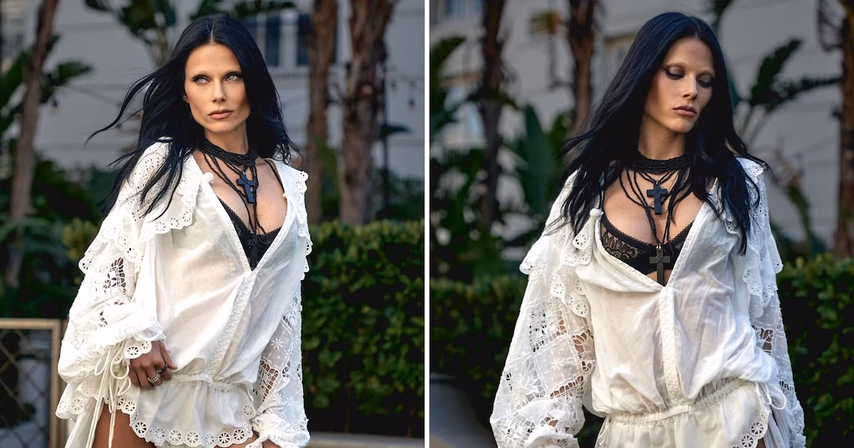 Valentina Zenere impresiona con su look romántico gótico en blanco y negro