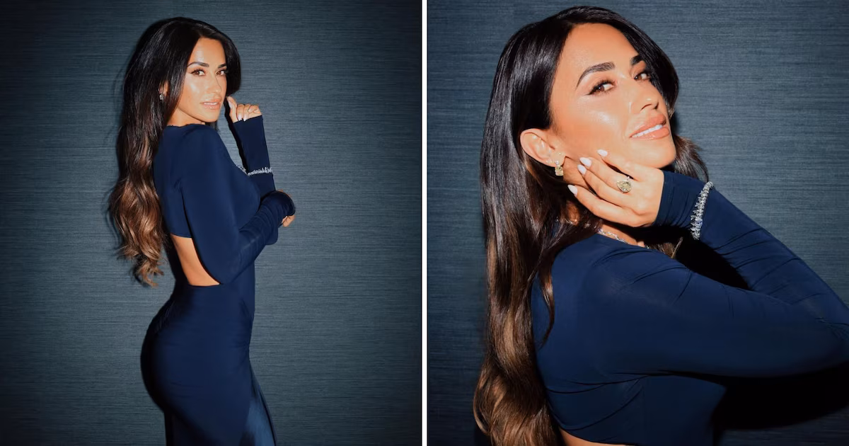 Antonela Raccuzzo apareció en Nueva York, luciendo un vestido azul medianoche y collar exclusivo, mostrando su elegancia