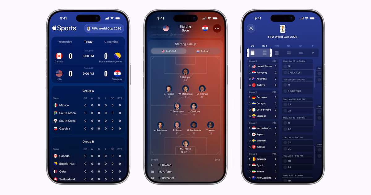 Actualización de Apple Sports 2026 FIFA World Cup: cómo centrarse en los grupos y los resultados en vivo