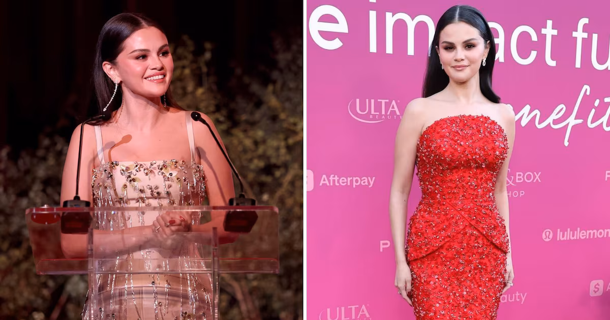 Del rojo rubí al champagne: Selena Gomez ilumina la gala benéfica de Los Ángeles con dos looks