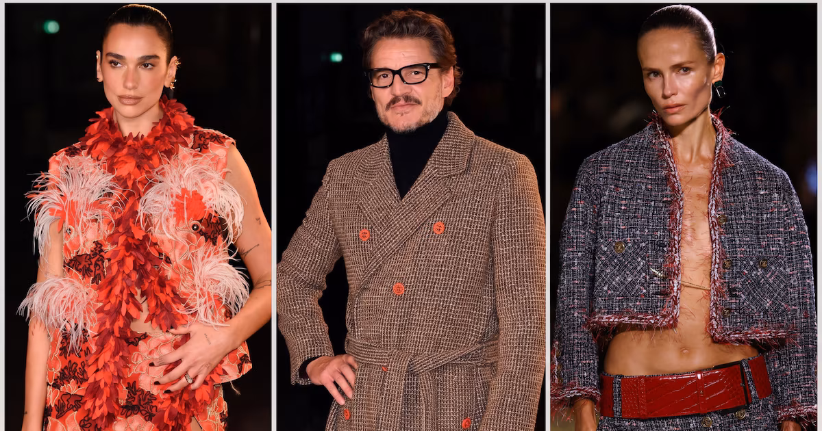 Dua Lipa y Pedro Pascal brillan en Chanel: una postal del color y la sastrería parisina